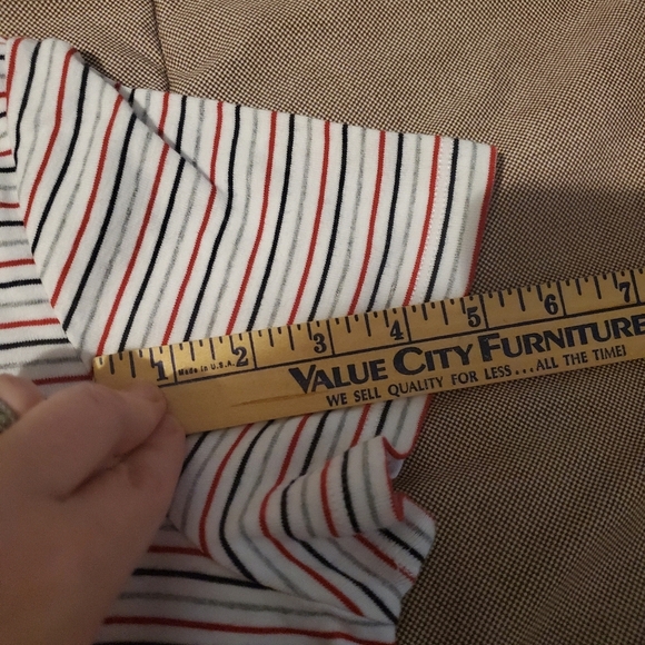 Tommy Hilfiger Women's Shirt v neck Short Sleeve White Gray Navy Red Stripe 0x - Picture 7 of 8